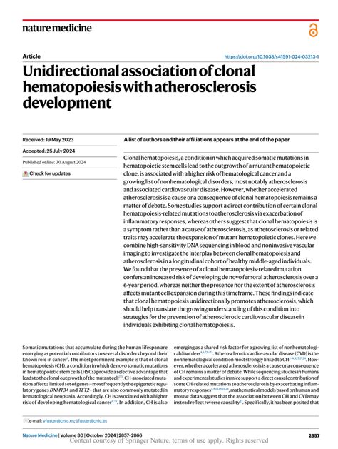Unidirectional association of clonal hematopoiesis with  .